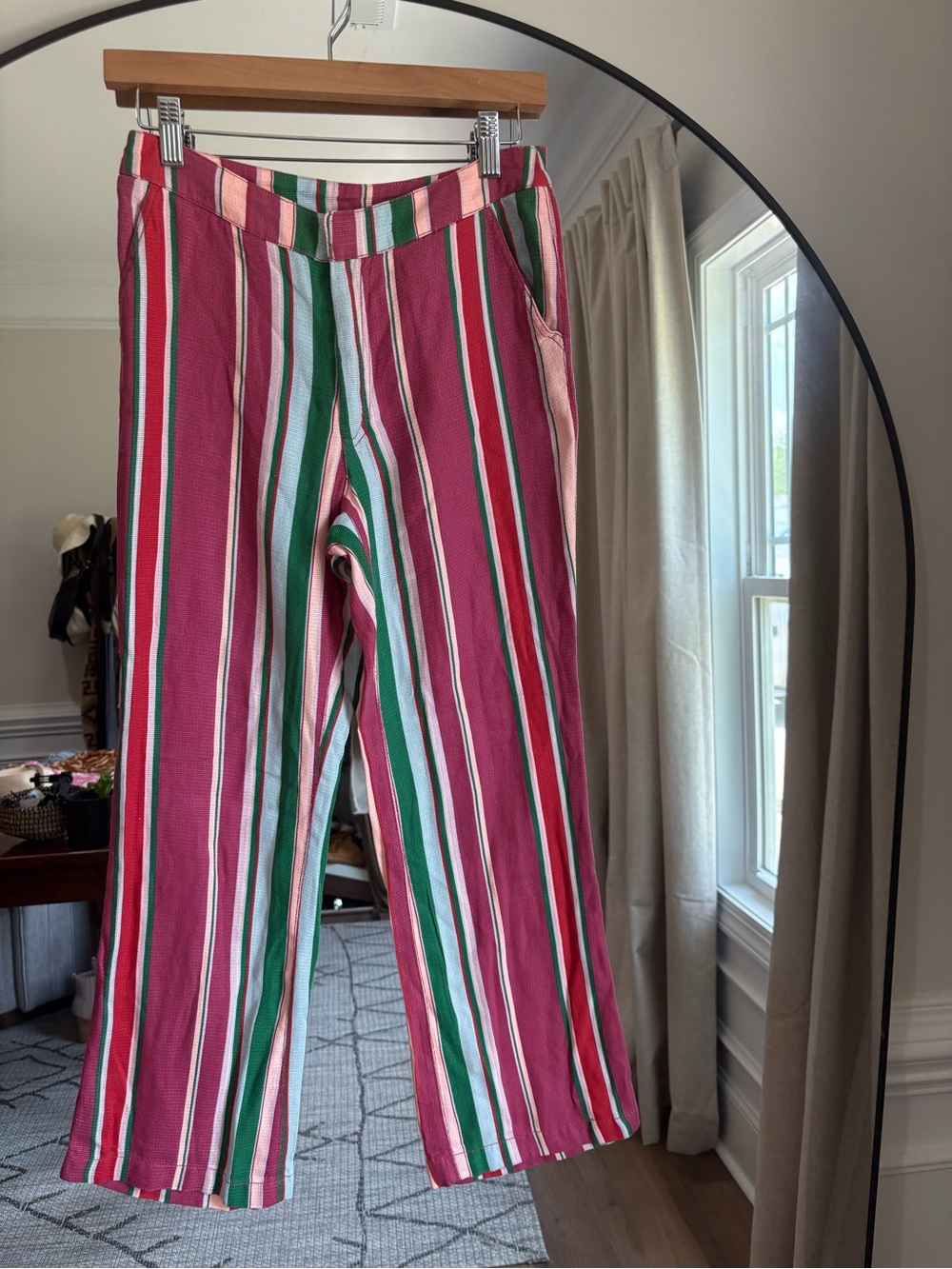 Free People Striped Women’s Pants in Pink, Green & White